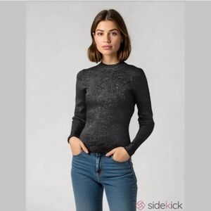 TED Baker Glitter Ribbed Silver Top